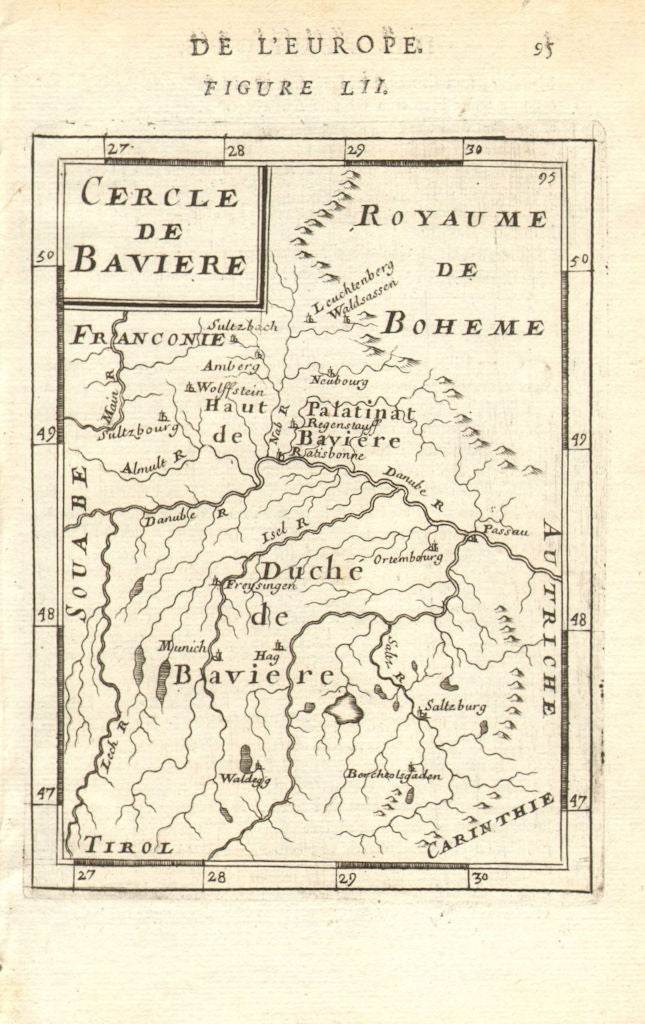 BAVARIA BAYERN. Herzogtum Baiern. Duché or 'Cercle de Bavière'. MALLET 1683 map